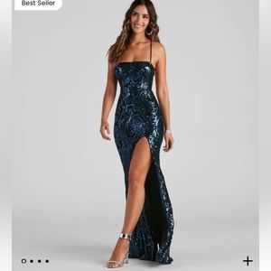 Gorgeous Midnight Blue Sequin Mermaid Dress. Tags Still On. Brand New Design!